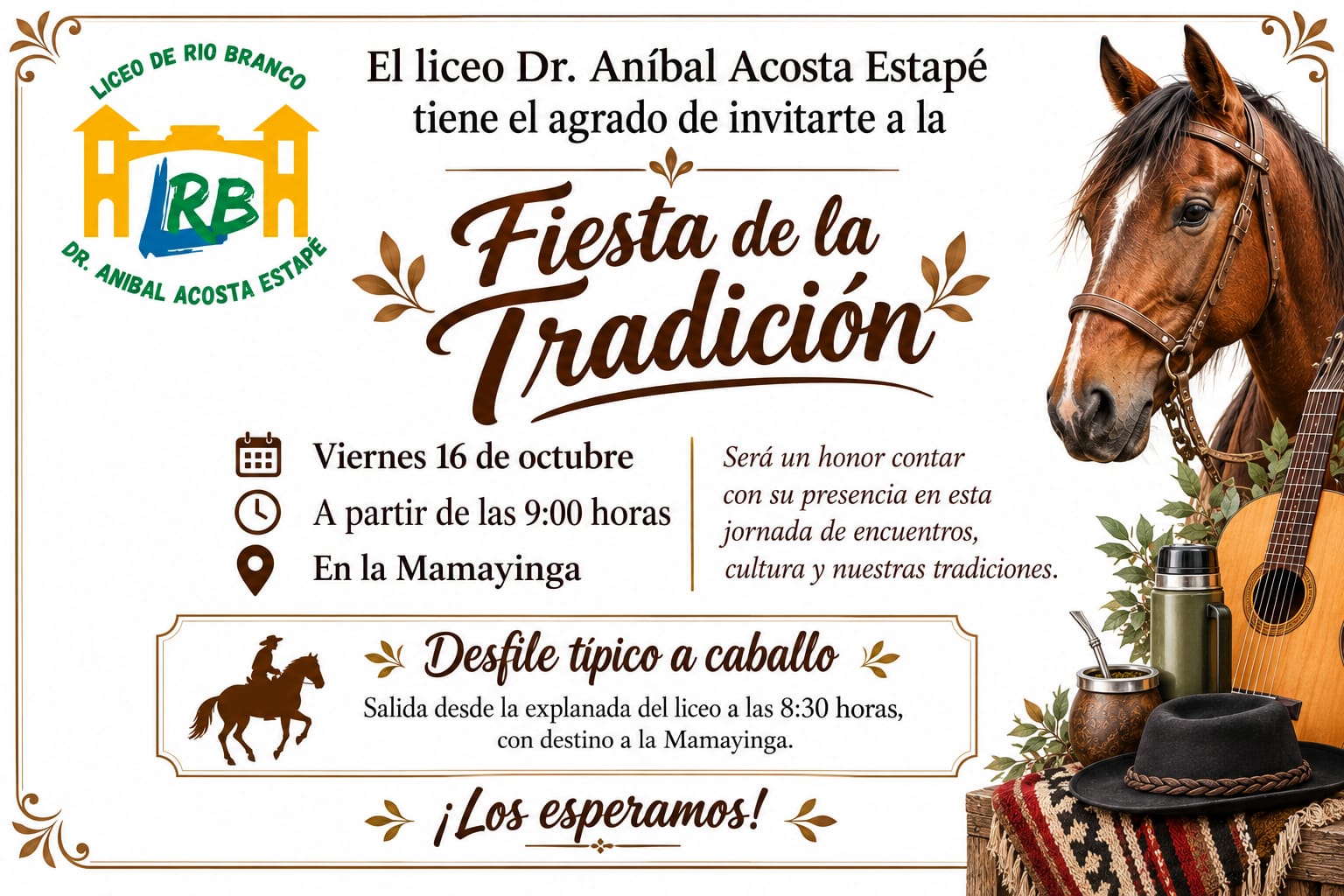 Fiesta de la Tradición del Liceo - 11 de setiembre de 2026, de 11:00 a 14:00 hs.